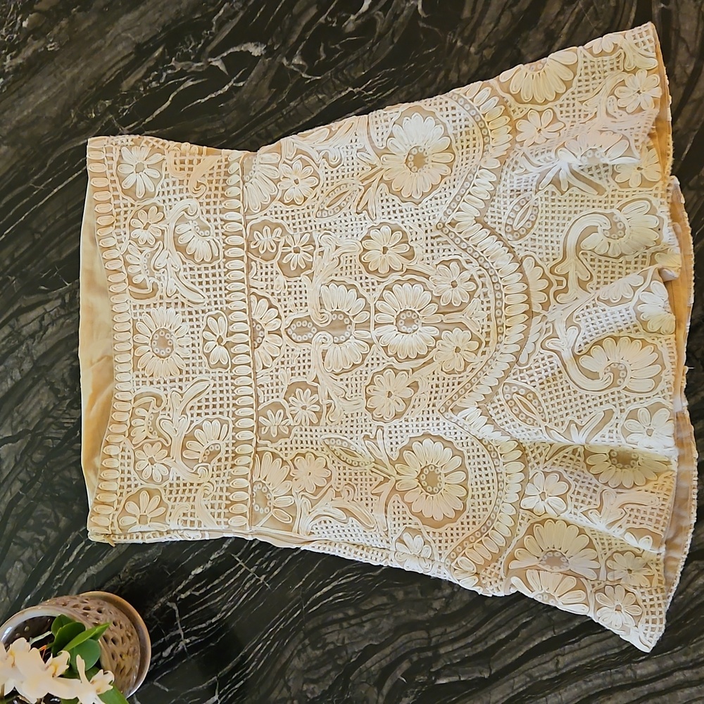 VERONICA BEARD: NEW Agata Cream Embroidered Lace Cotton Strapless Mini Dress - Picture 4 of 7